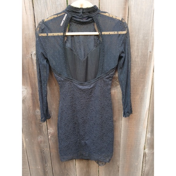 Free People Karlton Lace Cut Out Bodycon Sexy Goth Dark Dress Black‎ S - Picture 2 of 9